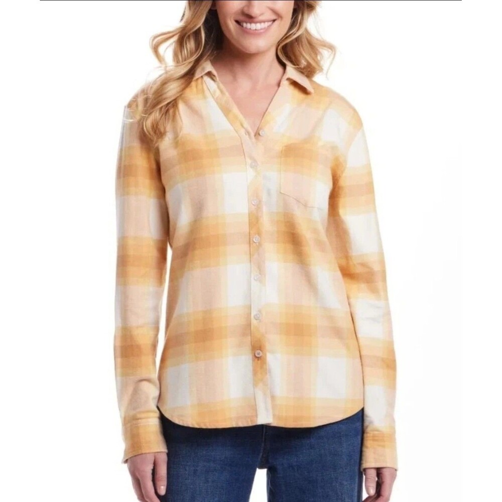 Weatherproof Vintage Women's Flannel Shirt Yellow size L NWT C5